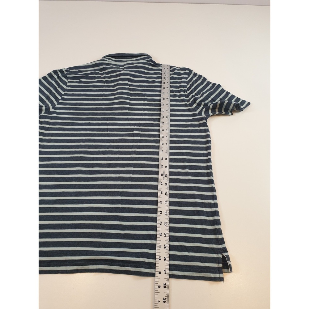 Faherty Polo Shirt Mens Large Blue White Stripe Isle Polo Short Sleeve Cotton - Picture 10 of 13